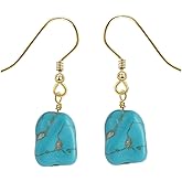 Turquoise Dangle Earrings Vintage 925 Sterling Silver Irregular Gemstone Drop for Women Gift