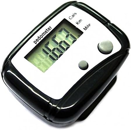 geshiglobal LCD Pedometer Step Calorie Kilometer Counter Walking Distance Pocket Clip - Black