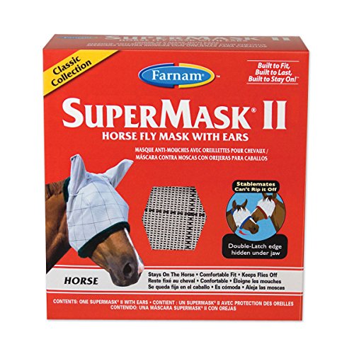 Farnam SuperMask II Classic Horse Fly Mask with Ears, Arabian size, Assorted