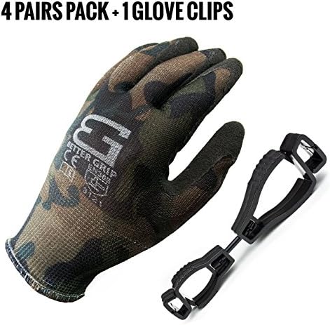 Better Grip BGSMT1-9GC Ultra-Thin Nylon Sandy Latex Coated Work Gloves, 4 Pairs/ Pack (Large, Military Brown)