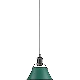 Golden Lighting 3306-S Orwell 8" Wide Mini Pendant - Matte Black/Pine Green Shades