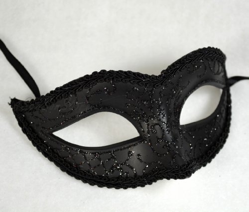 New Simple Black Mask Mardi Gras Venetian Halloween Ball Prom Masquerade Mask by QJ