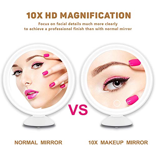image for BEAUTYMIRROR Updated 2020 Version 10X Magnifying Mirror With Lights,Po