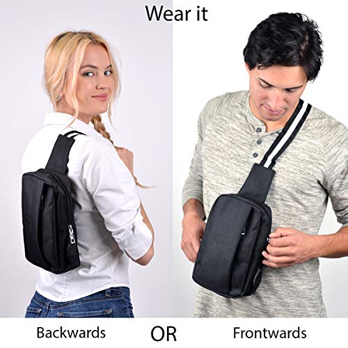 Westend Crossbody Nylon Sling Bag Backpack with Adjustable Strap