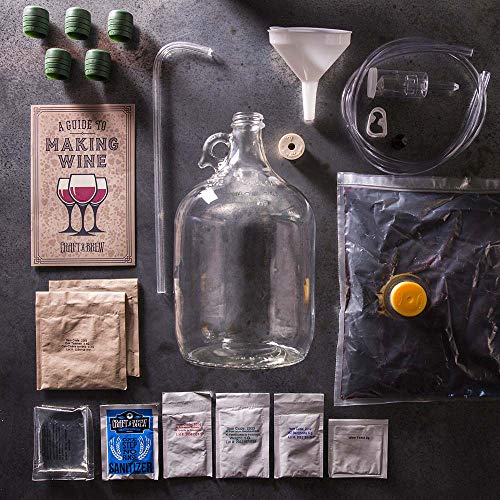 Man Crates Winemaking Kit - Includes Guide To Making Wine, 1 Gallon Glass Jug, Vineyard-Pressed Cabernet Sauvignon Juice, 5 Zork Bottle Closures and More - Great Gifts for Men
