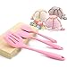Feleph Silicone Kitchen Cooking Utensils Set Pink High Heat-Resistant Premium BPA-Free, Non-Stick Rubber 2 Sizes Spatula Tongs Whisk Pastry Brush 6PCS