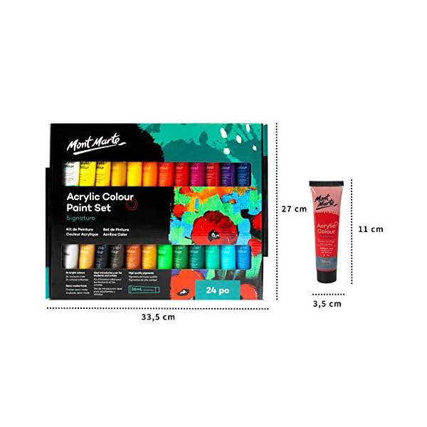 Mont Marte Acrylfarben Set Premium – 24 Stück, 36ml Tuben – Ideal für Acrylmalerei – Brillante Lichtechte Farben mit… – Bild 8