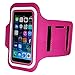 i2 Gear Cell Phone Armband Case for iPhone SE 2016, 5, 5S, 5C, 4S, 4 - Running Phone Holder with Adjustable Arm Strap and Key Holder (Fuschia)