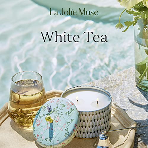 LA JOLIE MUSE White Tea Scented Candle 14.1 oz Large Candles Gifts