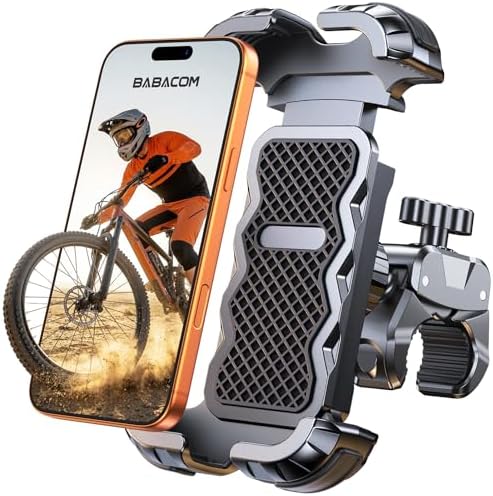 Support Telephone Velo, [1s Verrouillage Sécurisé] Support Telephone Moto 360° Rotation, Porte Telephone Velo pour Trotinette Electrique/Scooter/VTT, Embout de Guidon Moto, 4,7-6,8” Smartphone