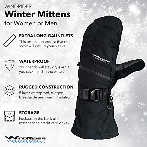 Rugged Waterproof Winter Mittens Extra Long Gauntlets Snowboard