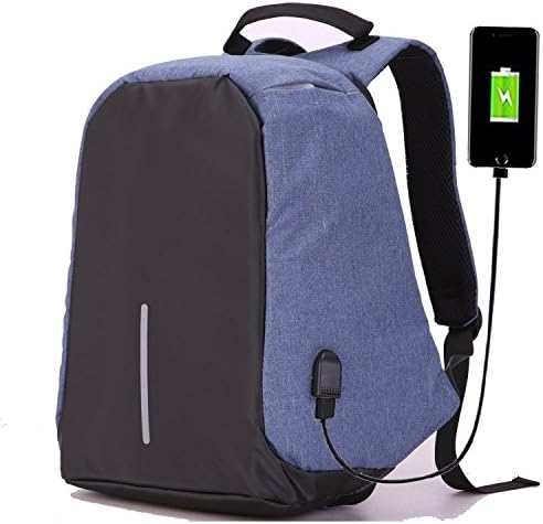 All-New Anti-theft Travel Backpack Business Laptop Backpacks Book School Bag with USB Charging Port for Student Work Men Women Fit 15 15.6 Inch Macbook Pro Notebook Ultrabook - BLACK (Blue)