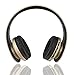 PowerLocus Wireless Bluetooth Over-Ear Stereo Foldable Headphones, Wired Headsets Rechargeable with Built-in Microphone for iPhone, Samsung, LG, iPad (Gold)