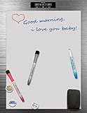 Dry Erase Magnetic Whiteboard for Refrigerator â€“ 17 x 11 inches by FunnyHelpers. Dry Erase Magnetic Board for Fridge, 3 Extra Thin MÐ°rkÐµrs, Big Eraser, 3 Magnets - Whiteboard Magnetic