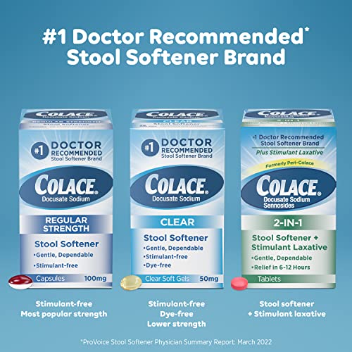 Colace 2In1 Stool Softener & Stimulant Laxative Tablets, Gentle Constipation Relief in 612