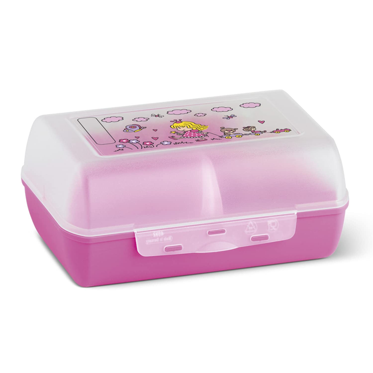 Emsa 513794 Variabolo Princess kids snack or lunch box, 16 x 11 x 7cm, transparent/Pink — image 1
