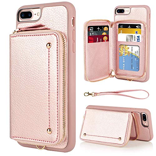 LAMEEKU iPhone Plus Wallet Case, iPhone Plus Zipper Wallet