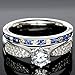 KingswayJewelry His and Hers 925 Sterling Silver Blue Sapphire Stainless Steel Wedding Rings Set Blue #SP24BLMSBL