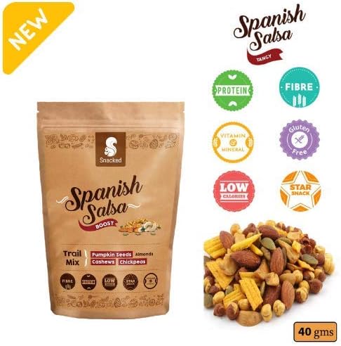 Snacked Spanish Salsa: Pumpkin Seeds, Cashews, Chick Peas Tangy Trail Mix for Energy Boost - 40 GMS