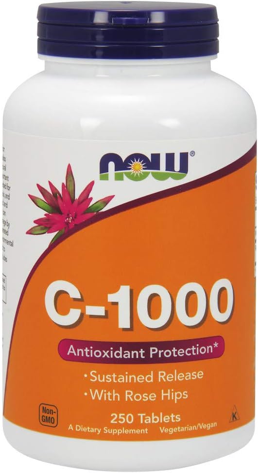 Vitamin C-1,000 with Rose Hips, Sustained Release by NOW Foods - 250 Tablets