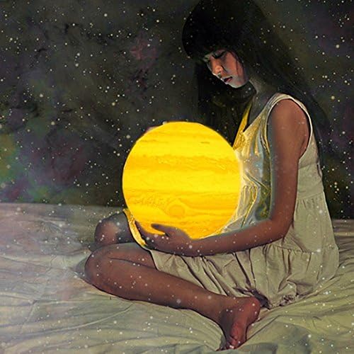 3D Printing Jupiter Lamp, Longteck Rechargeable Bedroom Night Light Jupiter Light Table Desk Lamp, Great as a gift for Kids Baby Birthday Christmas … (20cm)