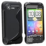 eForCity® TPU Rubber Skin Case Compatible with HTC Droid Incredible 2 / Incredible S, Frost Black S Shape