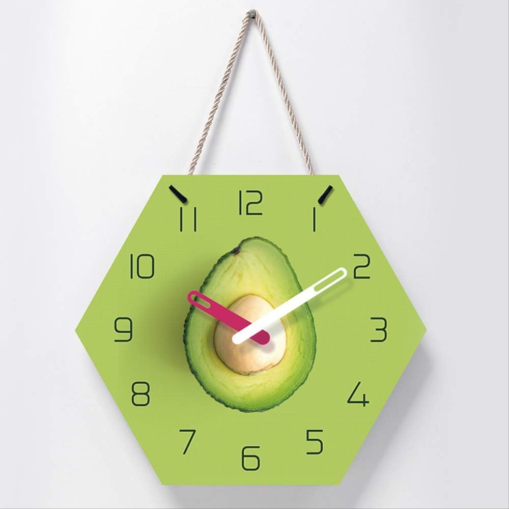 YJMM Studio Wall Clock Modern Colour Design Operated with Silent Sweep Movement Kiwi pattern decoration wall clock with rope no trace clock fruit wall clock