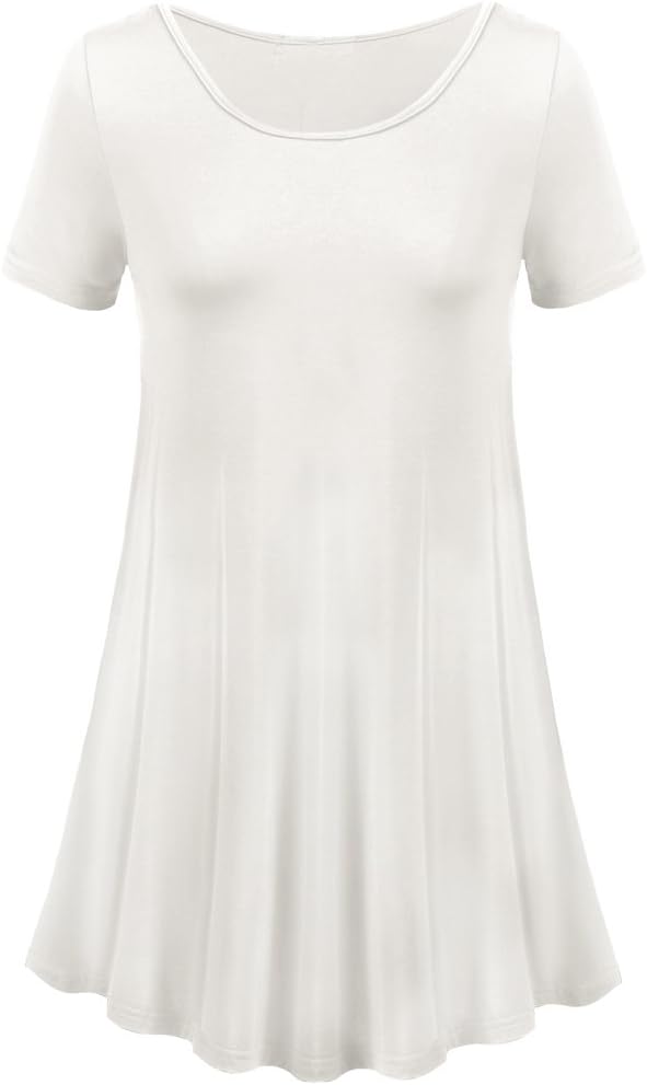 Uvog Womens Plus Size Short Sleeve Loose Fit Swing Tunic Tops Basic T Shirt