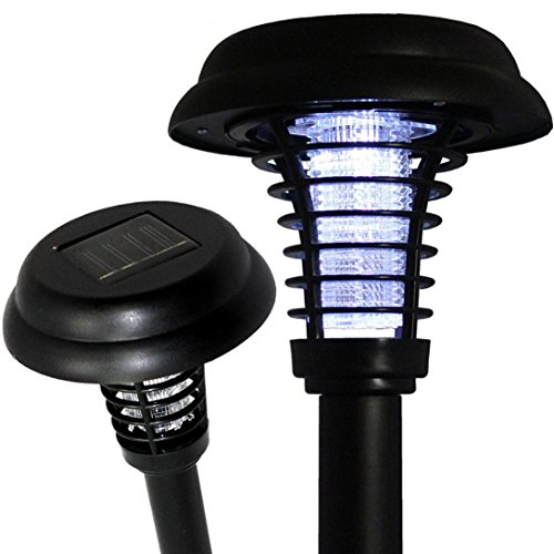 Inverlee Solar Powered LED Light Outdoor Bug Fly Zapper Insect Catcher Killer Trap Mosquito Killer Garden Lawn (Black)
