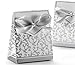 Classy Looking 50pcs Favor Candy Boxes Gift Boxes with Ribbons (Silver)