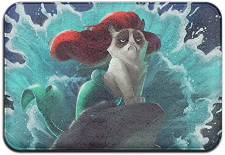Memory Foam Bath Mat Non Slip Absorbent Super Cozy Velvet Bathroom Rug 16x24 Carpet - Super Grumpy Cat Mermaid