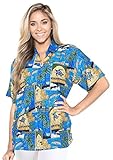 Tropical 70's Vintage Theme Hawaii Shirt Ladies Short Sleeves Cool Collar Beach