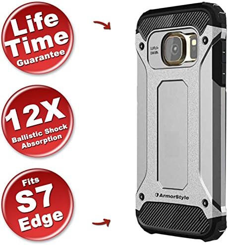 NEW -> BEST Samsung S7 EDGE Case Most Protective S7 Edge Cover Rugged Hard Case 12X Shock Absorption + Mil Grade Buy #1 Best S7 Edge Protective Case ArmorStyle™ Ballistic X (Gunmetal)