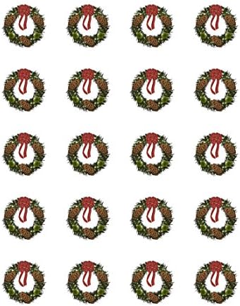 Set of 20 Precut Edible Image Cupcake Topper Featuring a Vintage Christmas Wreath, 1.5 inch Round