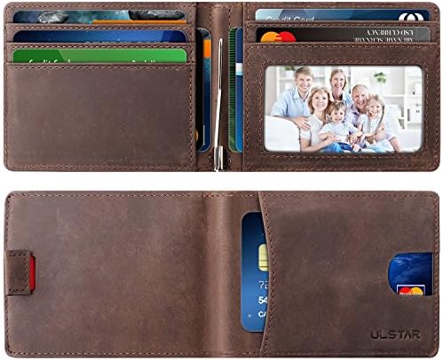 Mens Genuine Leather Wallet Front Pocket Wallet [RFID Blocking] ULSTAR Slim Card Holder Wallet