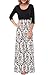 Zattcas Womens Dresses Contrast 3/4 Sleeve Empire Waist Floral Maxi Dress