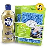 BAR KEEPERS FRIEND Soft Cleanser (13 OZ) with All Purpose Scrubber Cloth | Durable and Multipurpose. Cleans Stainless Steel, Rust, Minerals
