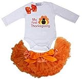 Kirei Sui Baby Orange Pettiskirt First Thanksgiving Turkey Bodysuit