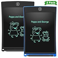 AURXONS LCD Writing Tablet Electronic Writing Drawing Doodle Board Erasable 8.5-Inch Handwriting Paper Drawing Tablet for Kids Adults at Home School Office 2-Pack(BK+BL)