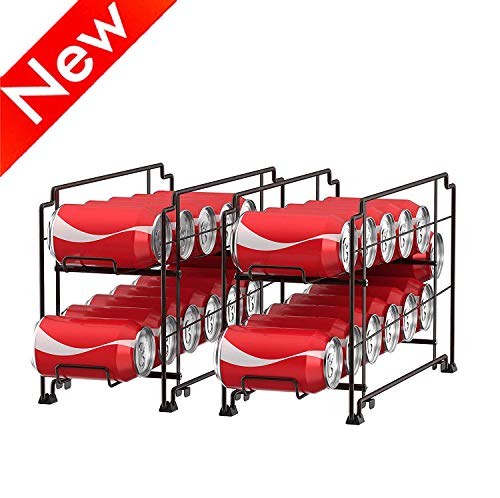 Nandae Stackable Can Organizer, Soda Beverage Can Dispenser Storage Holder Rack for Refrigerator, Brown