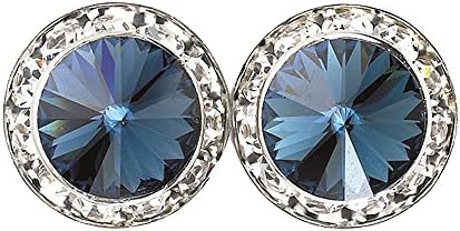 20mm Montana Blue Authentic Swarovski Elements Round Crystal Rhinestone Earrings - Made in the USA