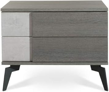 Amazon Com Limari Home Cuscana Collection Modern Style Faux Concrete Matte Italian Bedroom Nightstand With 2 Soft Closing Drawers Metal Legs Grey Furniture Decor