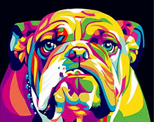 TianMai Hot New DIY 5D Diamond Painting Kit Crystals Diamond Embroidery Rhinestone Painting Pasted Paint By Number Kits Stitch Craft Kit Home Decor Wall Sticker - Colorful Flower Dog, 30x25cm