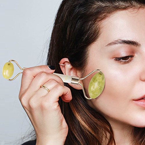 image for SHISOH Jade Roller for Face + Convenient Gua Sha Scraping Massage Tool