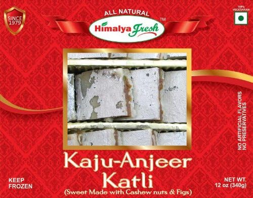 HIMALYA FRESH Kaju Anjeer Katli 12oz - Premium Authentic Indian Food & Sweets Made With Cashew nuts, Figs, Cane Sugar and Vegetarian Silver - No Fillers Or Preservatives (1 Box)