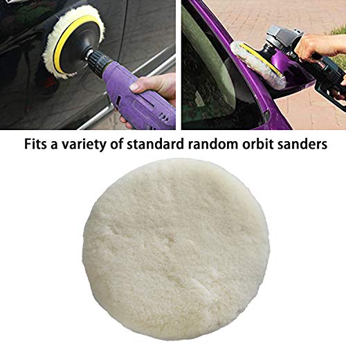 Polishing Pad Buffing Pads Kit 2PCS 6 Inch Polishing Buffer 100% Natural Wool Car Auto Hook and Loop Polishing Pads, Used with Rotary and Random Orbit Sander/Polisher For Car Glass Stone Ceramic etc