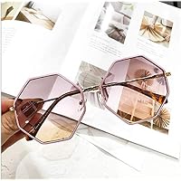 GONGFF Sunglasses Octagonal Retro Round face Sunglasses Big Box Female Sunglasses
