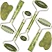 4 Pack Jade Roller Facial Ridged Roller Kits Skin Roller with 2 Pieces Gua Sha Scraping Massage Tools Anti Aging and Wrinkles for Face, Eye, Neck, Body for Lymphatic Massage (Style C)