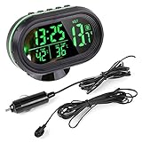 Pevor Car 12V LCD Luminous Clock Digital Thermometer Temperature Gauge Voltmeter Alarm Monitor