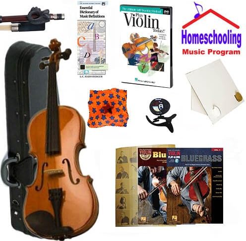 Homeschool Music - Learn to Play the Violin Pack (Bluegrass Music Book Bundle) - Includes Student 4/4 Violin w/Case, DVD, Books &amp; All Inclusive Learning Essentials